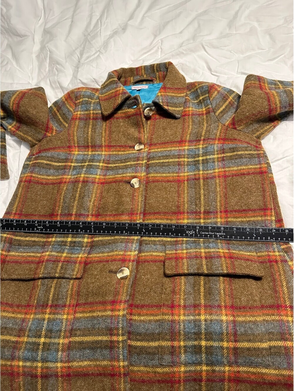 Frances Valentine Wool Plaid Andrews Plaid Barn Jacket Coat EUC Size Medium - Picture 4 of 8